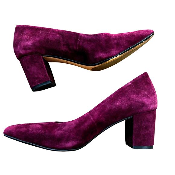 Corso Como PURPLE pumps 7M covered block heels pointy toes designer career - Picture 9 of 10
